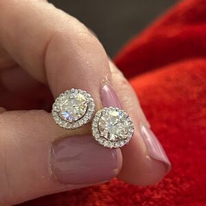 Luxury Moissanite Diamond 2.0 CT halo screwback earrings retail $699